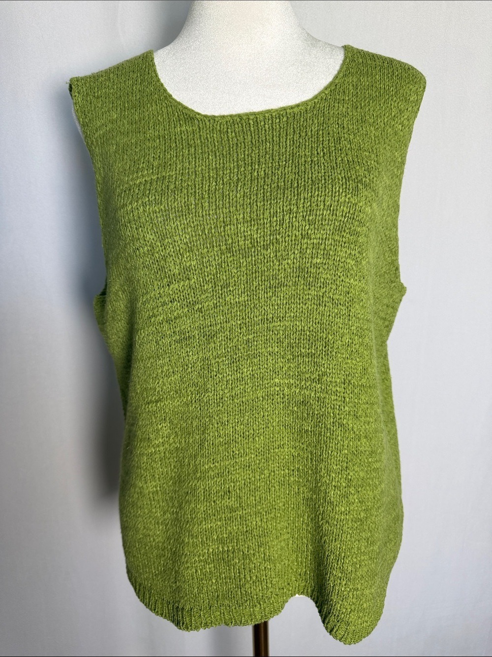 Josephine Chaus Sleeveless Knit Sweater Vest Size M Green Casual Coastal Relaxed